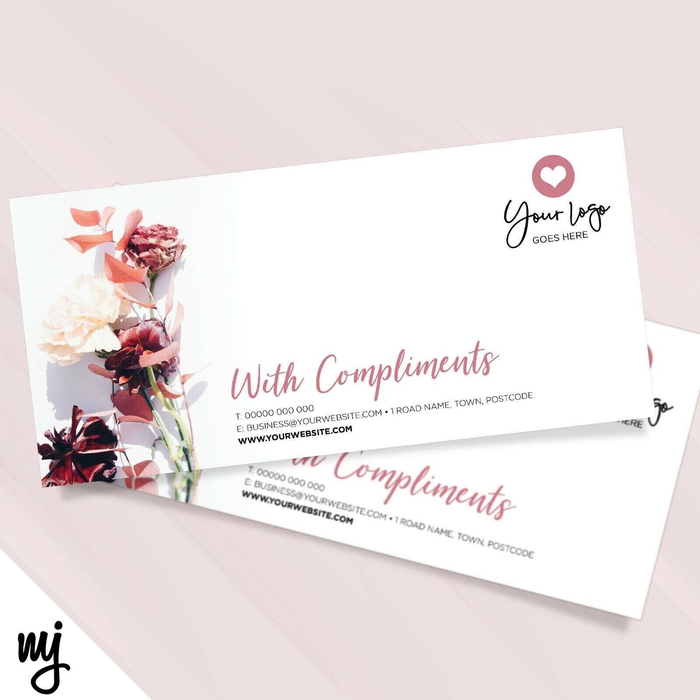 Custom Compliment Slip Printing | Floral Purple Feminine Generic Flower 05