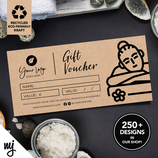 Custom Recyclable Kraft Gift Vouchers | Massage Masseur Beauty Therapist 02