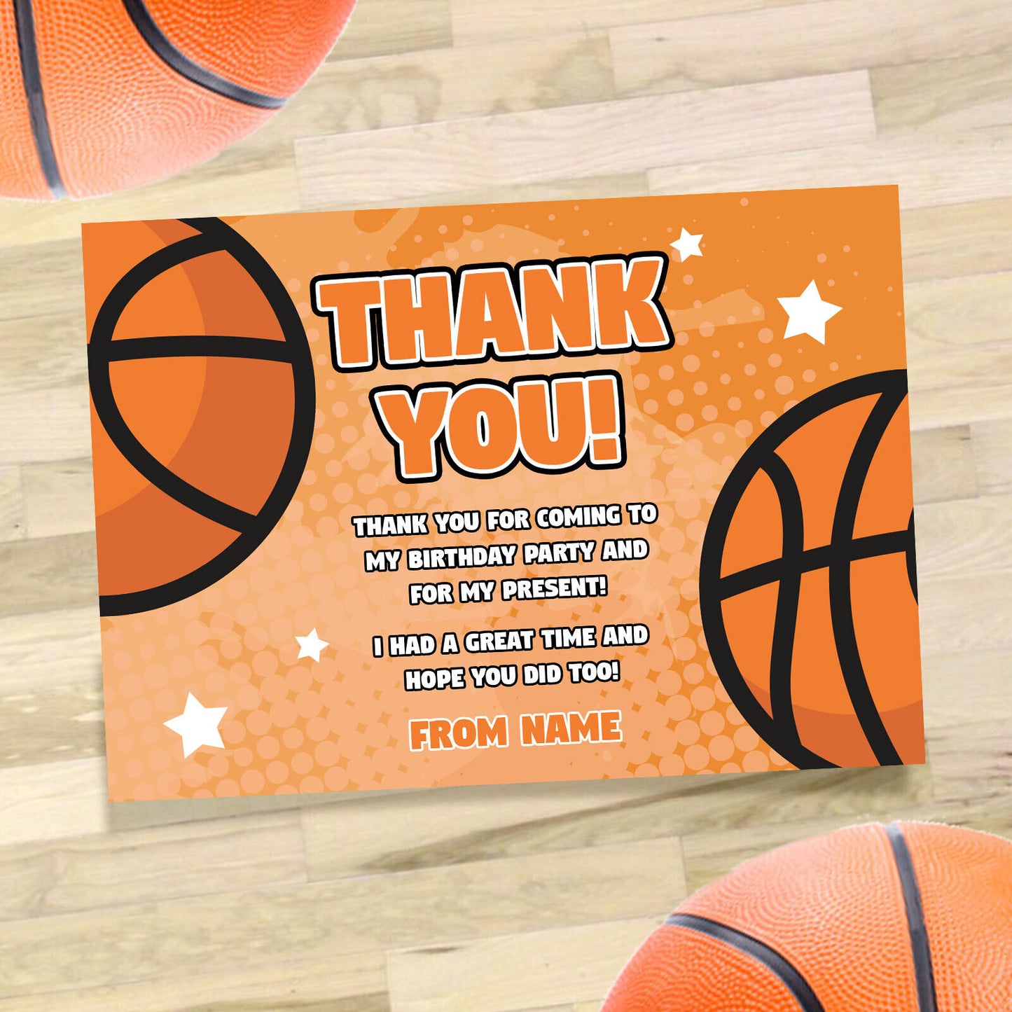 Personalised Basketball Sports Birthday Party Invitations & Thank You Cards