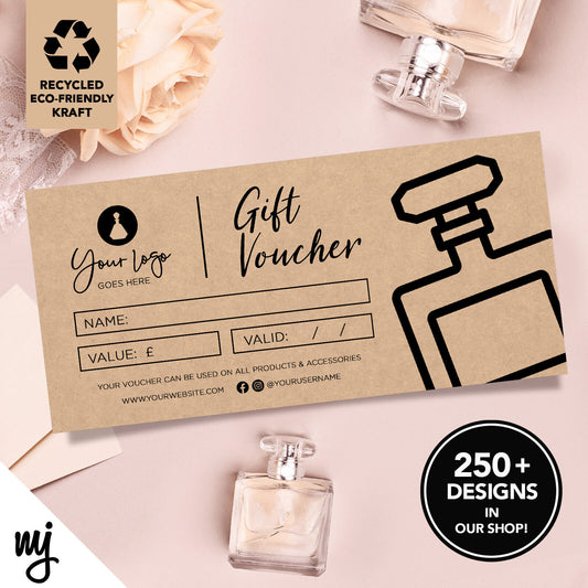 Custom Recyclable Kraft Gift Vouchers | Perfume Fragrance Scent Spray 01