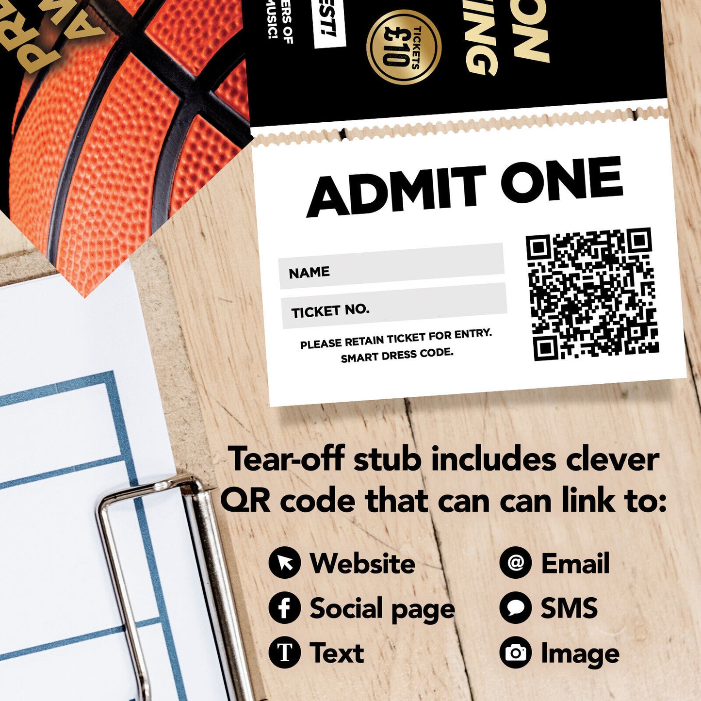 Custom Basketball Presentation Awards Night Ticket Printing | Perforated Stubs